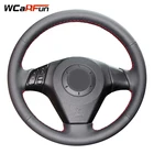 Чехол для руля WCaRFun, прошитый вручную, из искусственной кожи, для старой Mazda 3, Mazda 5, Mazda 6 2003-2009