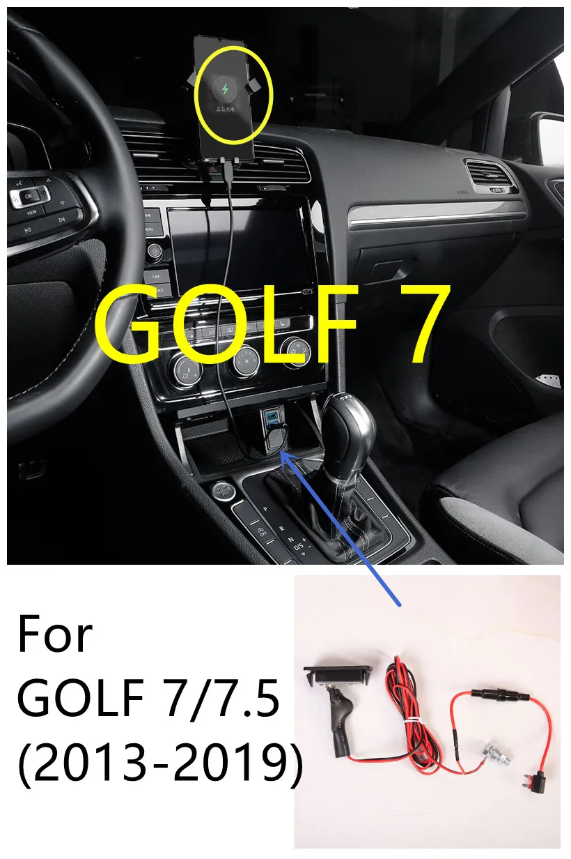 

Модифицированный передний ящик для хранения для Volkswagen Golf 7 с двумя USB-портами для зарядки, Специальное внутреннее украшение, автомобильные а...