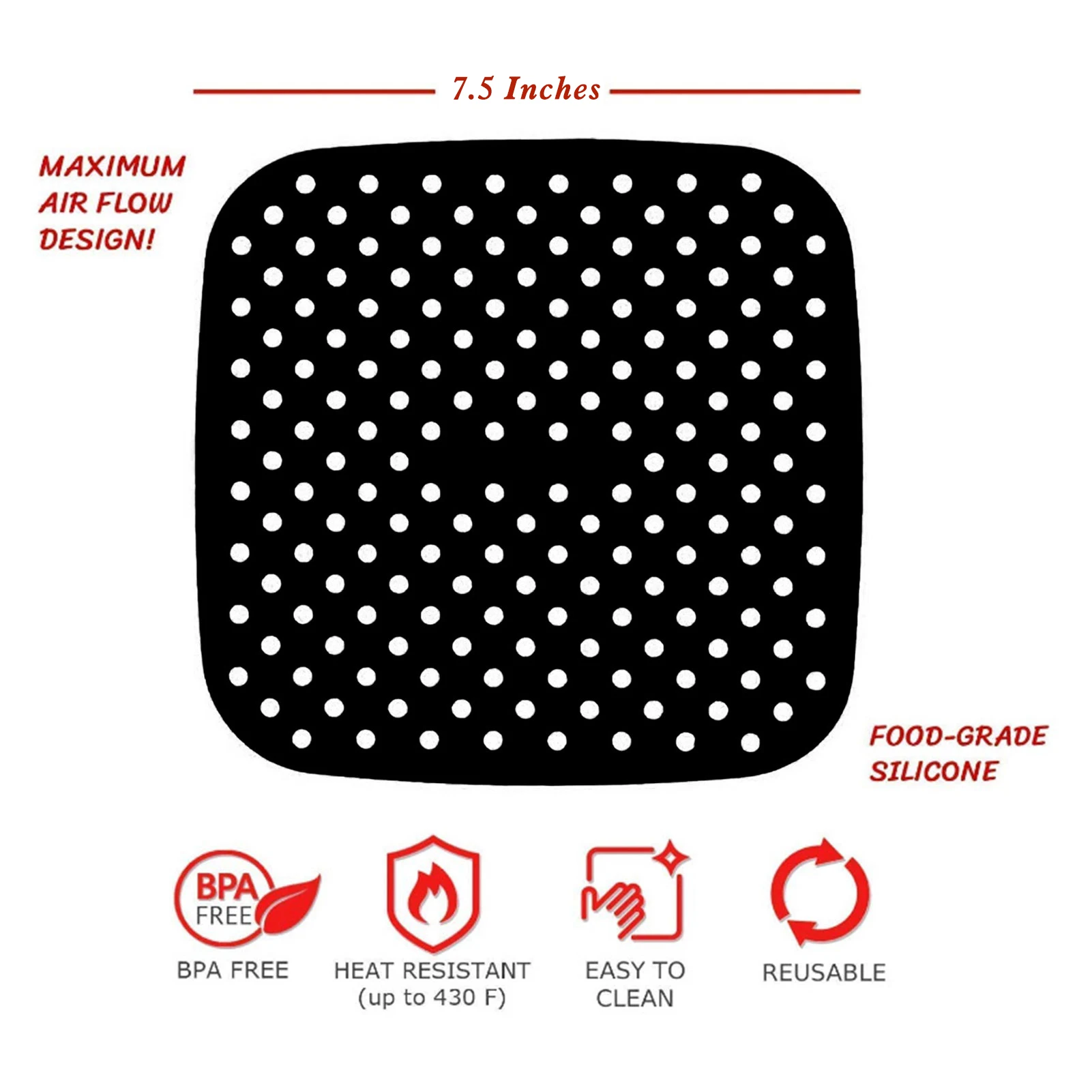 

Reusable Steamer Pot Pad Air Fryer Liners Non-slip Silicone Pad Square Air Fryer Baking Accessories Steaming Basket Mat