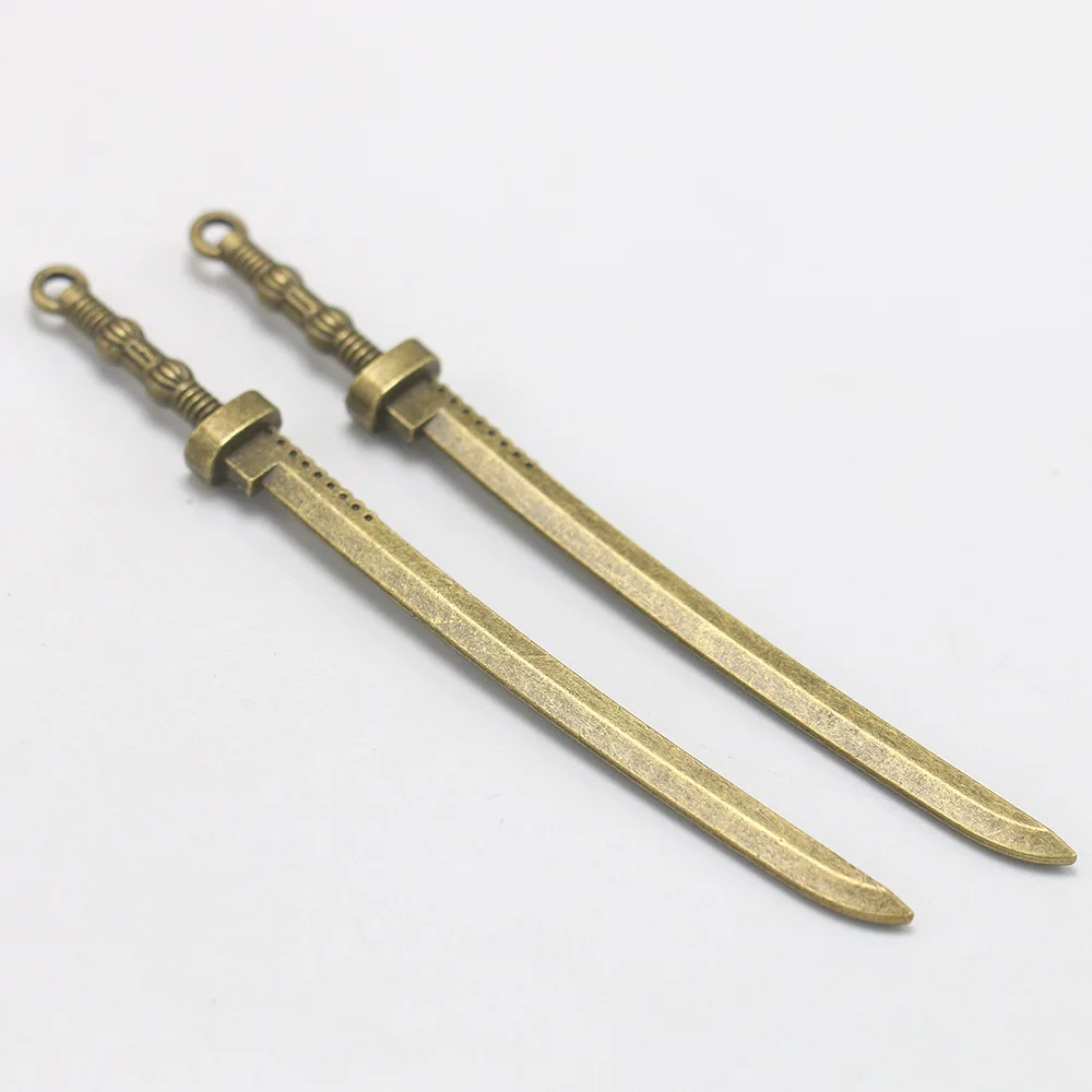 2 шт. Подвески самурайский меч 107x10 мм антикварное изготовление кулон подходит