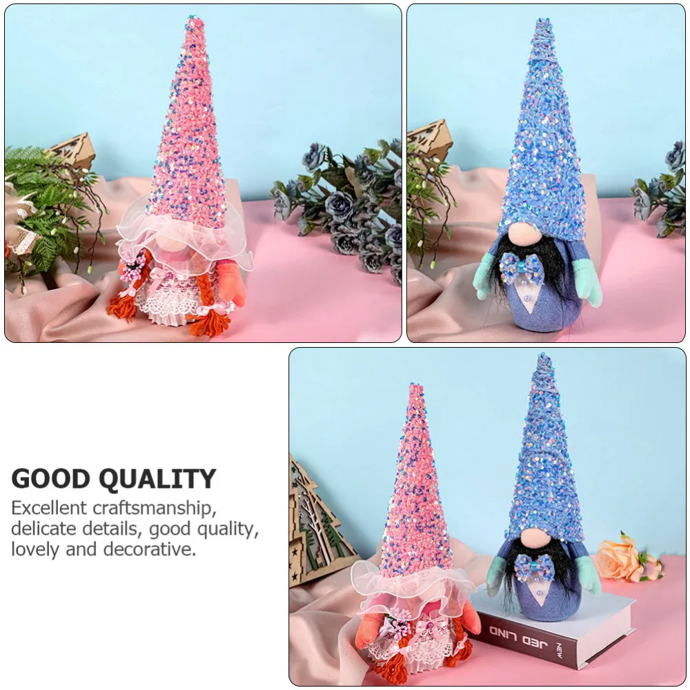 

2PCS Wedding Scene Layout Doll Decoration Adorable Home Faceless Doll Ornament