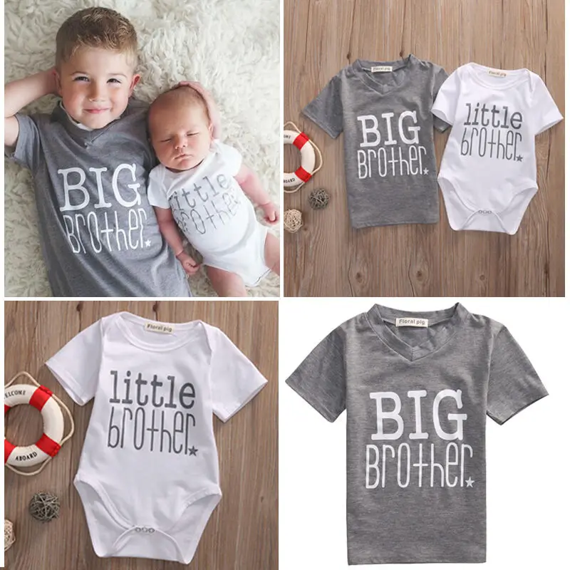 Newborn Big Brother T-shirt / Little Boy Romper Brothers Matching Tops Outfits Kids Clothes | Мать и ребенок