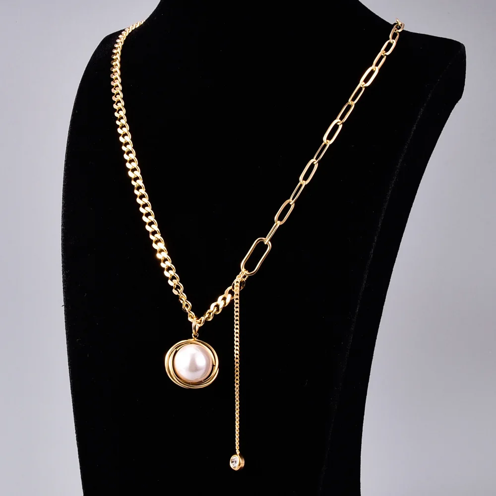 

Simple 18K Gold Plated Pearl Pendant Necklaces for Women's Wedding Engagement Birthday Jewelry Clavicle Chain Necklace Gifts