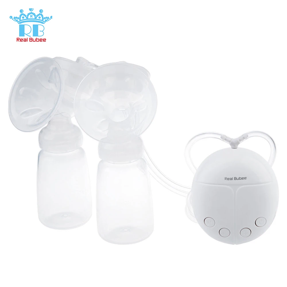 Real Bubee BPA Free, Электрический двойной молокоотсос для женщин, грудное вскармливание для младенцев, бутылочка для всасывания молока, USB молокоотсосы