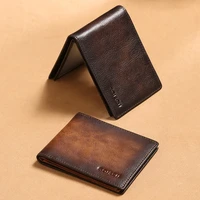 genuine leather card holder wallet men vintage driver license holder cow leather slim wallet for credit cards id cardholder