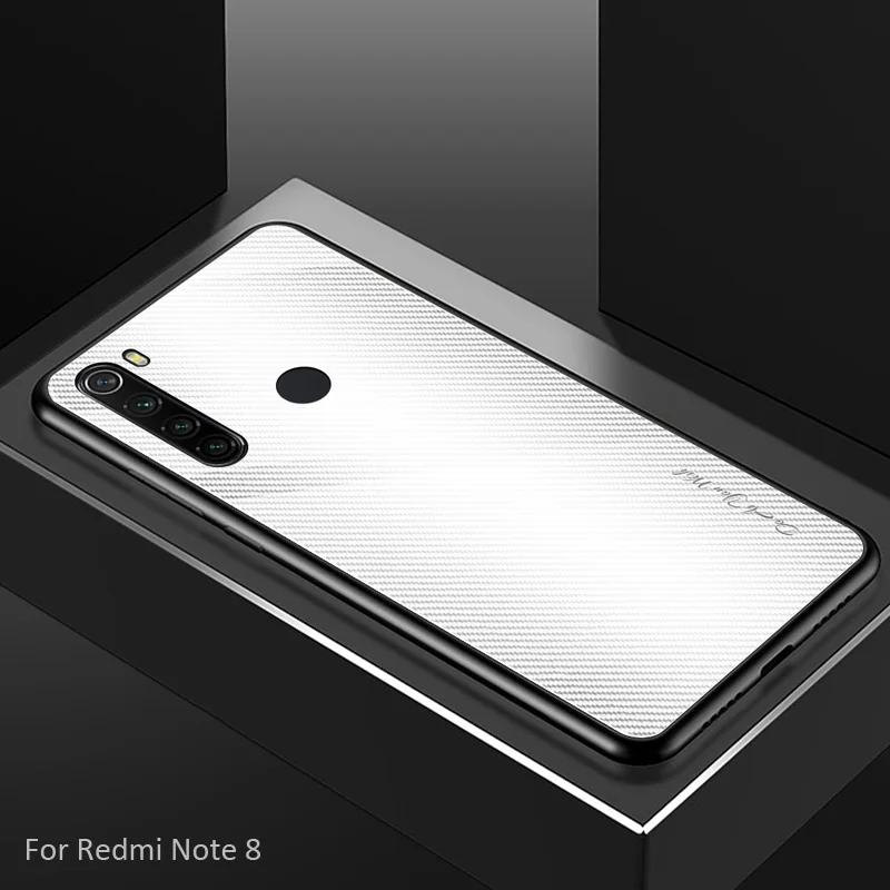 Чехол из закаленного стекла с градиентом из углеродного волокна для Xiaomi Redmi Note 8 Pro 8T