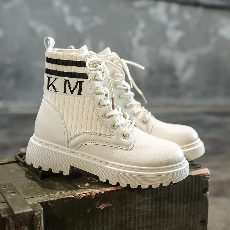 Boots Female women shoes Ankle 2020 Autumn British Wind Genuine Leather Thick With Short Boots Motorcycle Martin shoes leisure