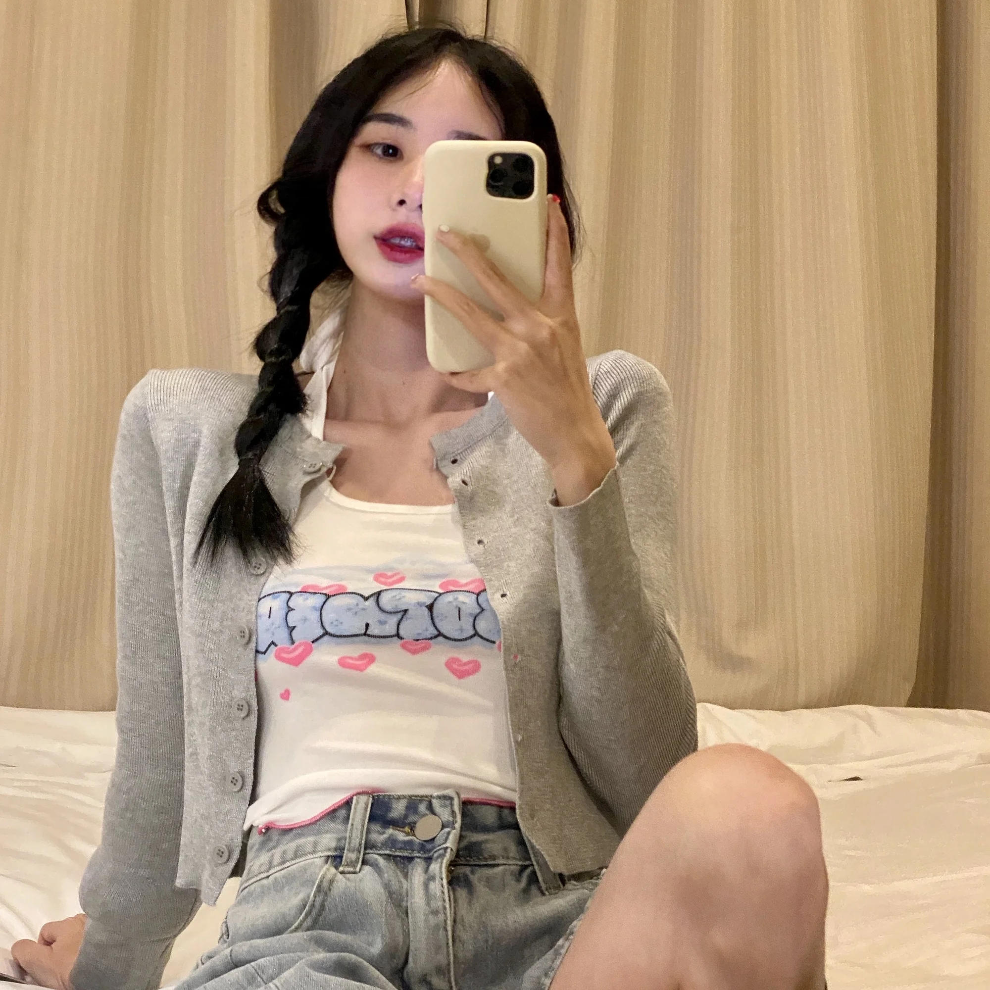 

Fruity Korean Style Ins Hot Girl Style Slim-Fit Halter Vest + Short Knitted Cardigan Jacket Summer Suit