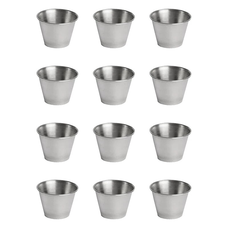 

12 Упаковка, нержавеющая сталь, чашки для соуса для приправ, чашки для соуса коммерческого класса, чашки для соуса Ramekin