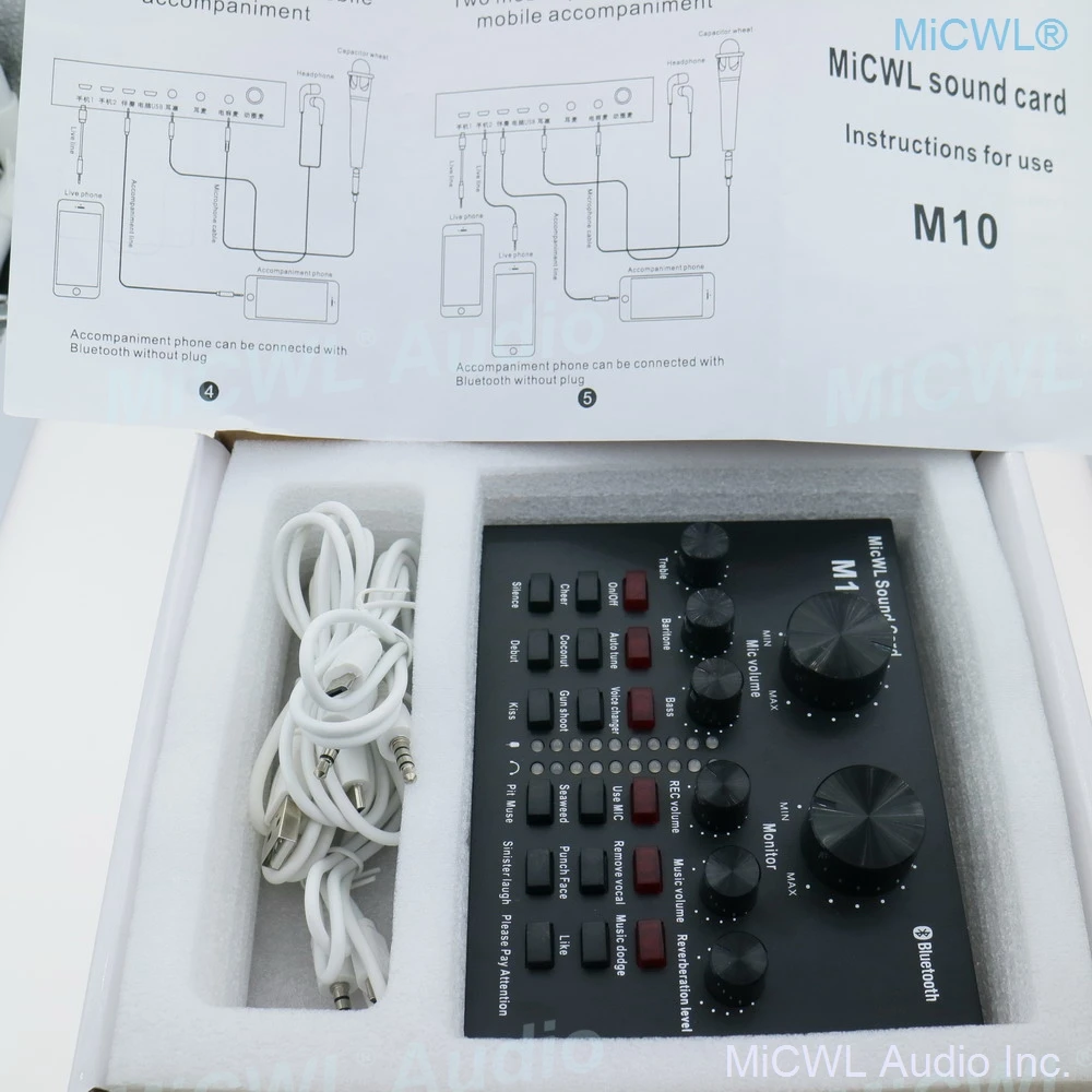 M10 Sound Card Audio Set Interface External USB Microphone Live Bluetooth Function Preamps Mixer for Computer PC Laptop Sing | Электроника