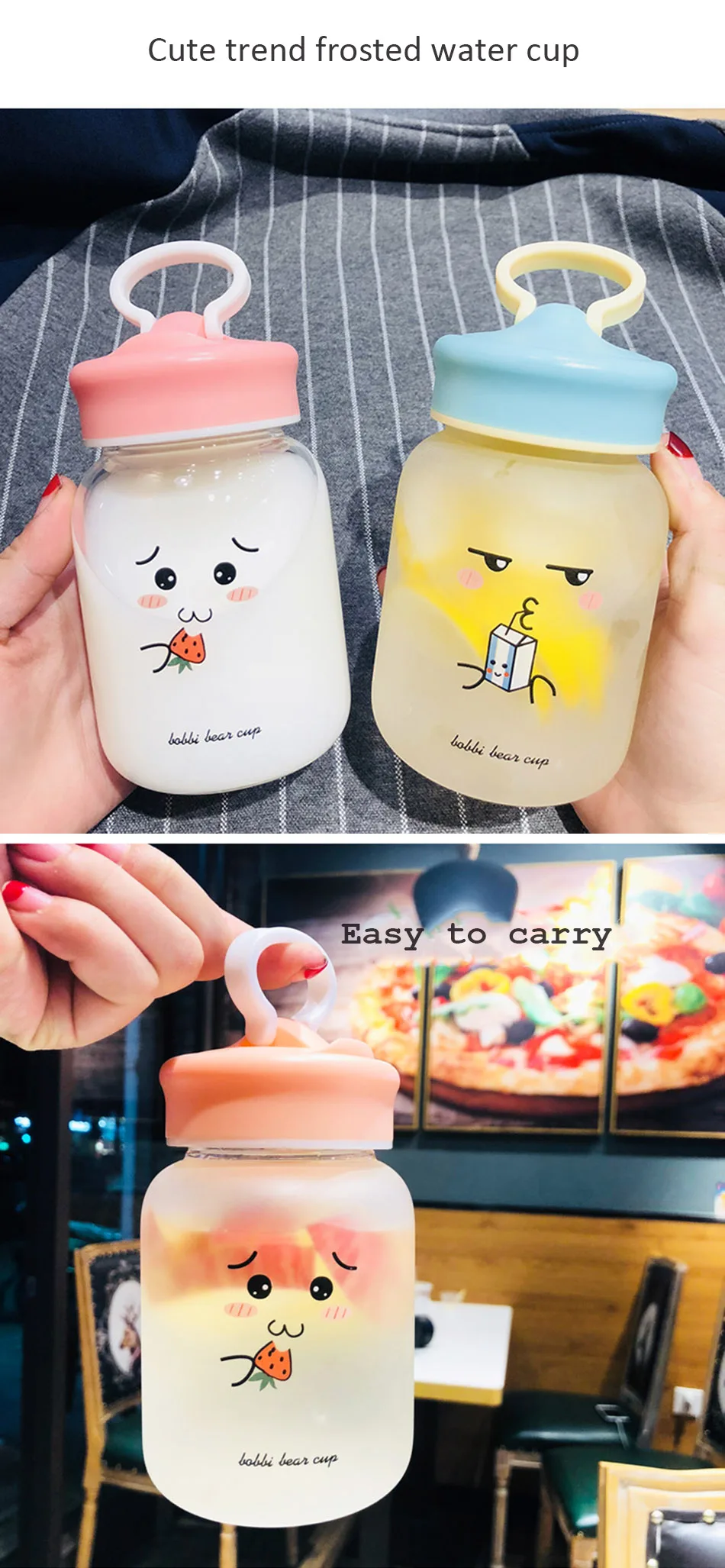 Kawaii стеклянная бутылка для воды, портативная чашка с милым медведем, чайное ситечко, герметичная Питьевая Бутылка для девочек, студентов, детей