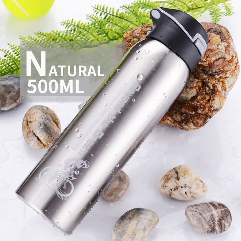 

500ML Bike Water Bottle Outdoor Sport Running Mountain Bike Riding Bicycle Kettle Drink Bottle Stainless Steel Cup Thermos