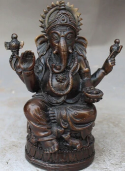 free shipping&lt&lt&lt&lt 18CM tibet buddhism bronze 4 arm Elephant Nose Jambhala Mammon god buddha statue Statue |