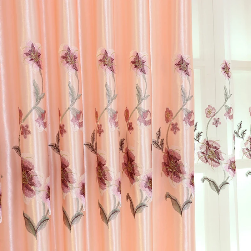 В европейском стиле с цветочной вышивкой Шторы сплошные оконные Спальня