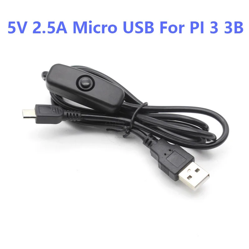 For PI 3 3B 2.5A Raspberry Pi 3 3B USB в DC кабель 5 в 2.5A Micro USB кабель зарядное устройство Источник питания переменного тока для Raspberry Pi 4 4B 5 в 3A Тип C с переключателем - Цвет: For PI 3 3B 2.5A