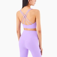 sexy women fitness bra for women crop sports top beautiful back with seamless buckle running push up cross back with chest pad