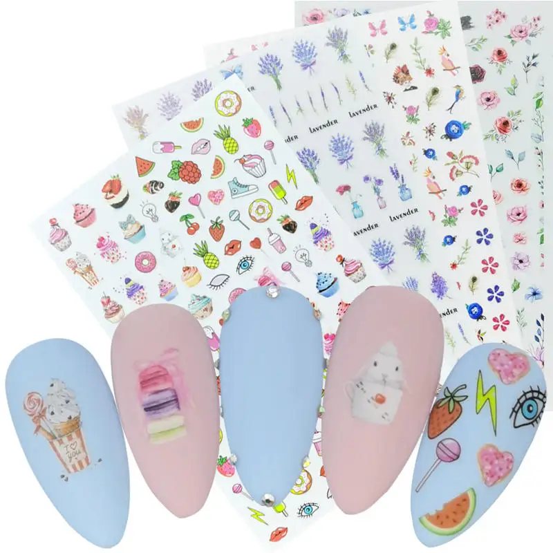 

1 Sheet 3D Nail Art Stickers Sliders Flowers Mandala Leaf Feather Ultra Thin Nails Decals Adhesive Foil Design Manicure