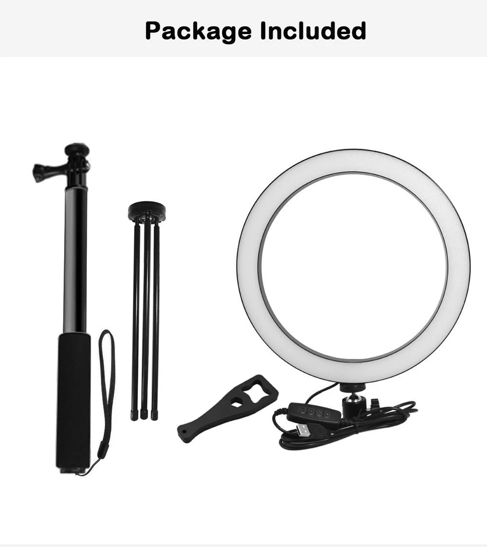 8 'ཆ'' светодиодная кольцевая лампа с регулируемой яркостью для телефона