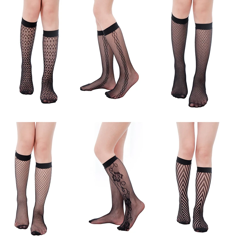 New arrival women's Mid socks tube fishnet socks fashion girl sexy pattern jacquard lace socks for Female S50 series
