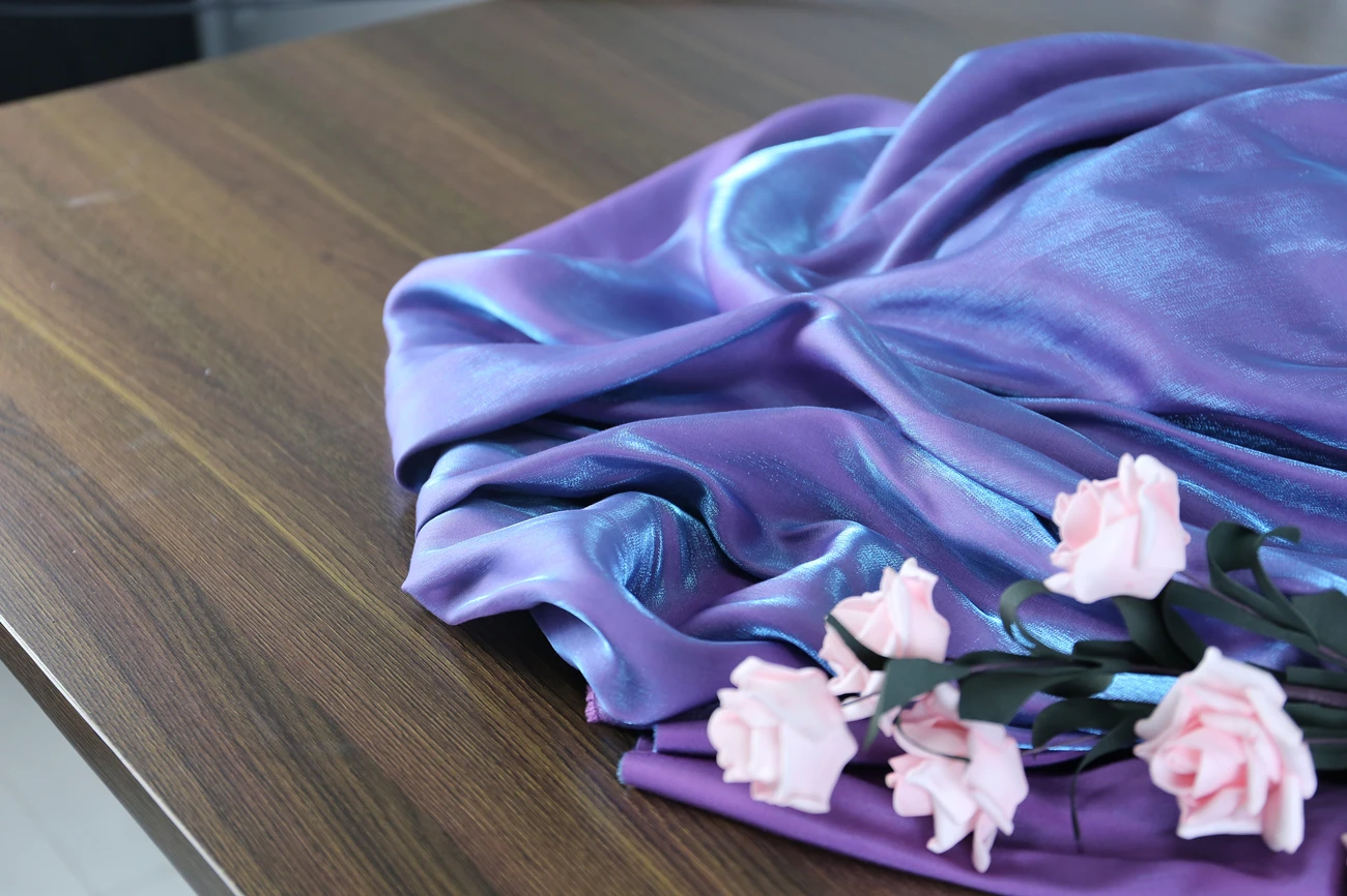 Новая синяя фиолетовая градиентная ткань из хлопка блестящая шелковая дышащая