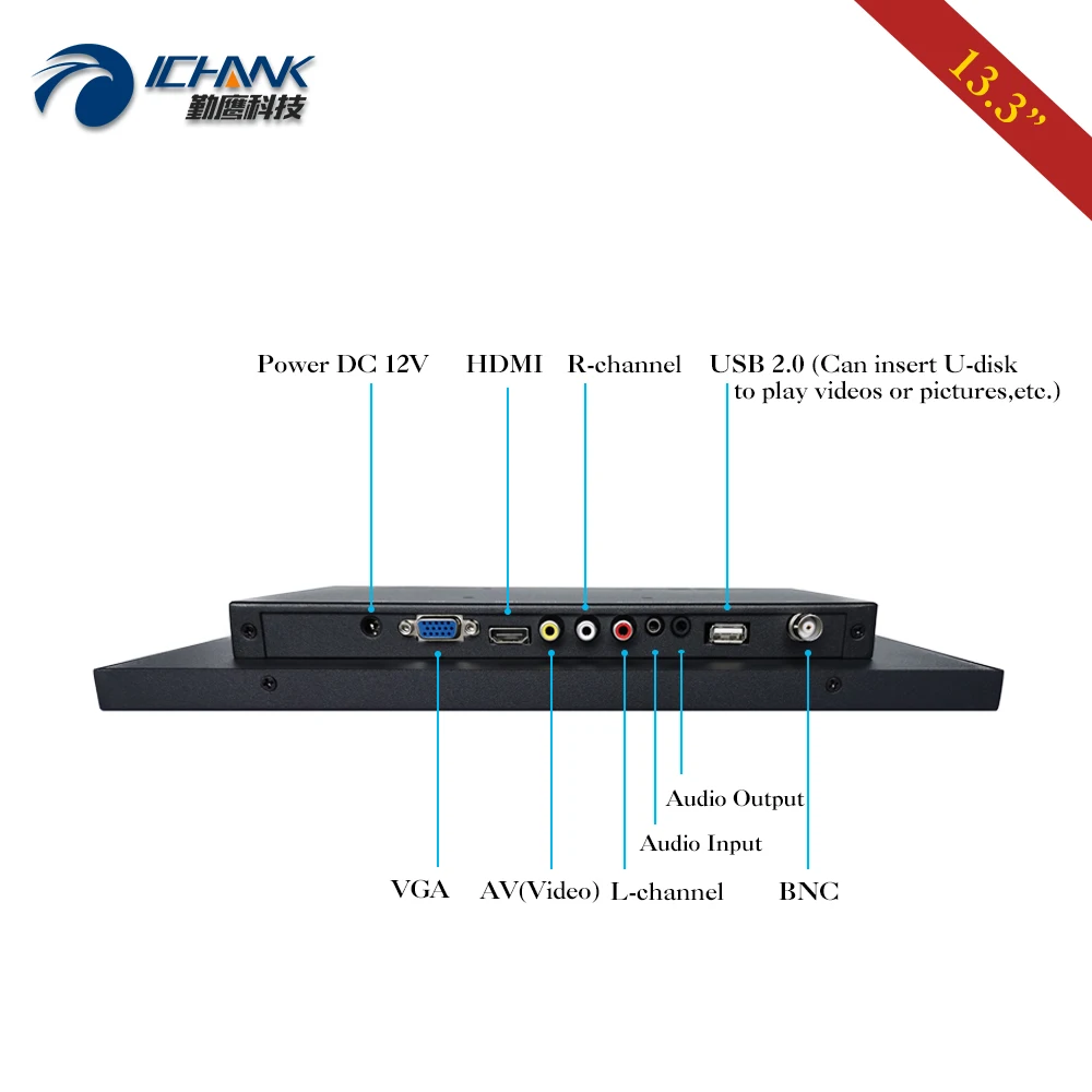 ZB133TN-56/13,3 дюйма 1920x1080p 16:9 USB HDMI VGA встроенный динамик пульт дистанционного управления монитор ПК ЖК-экран USB u-диск видеоплеер