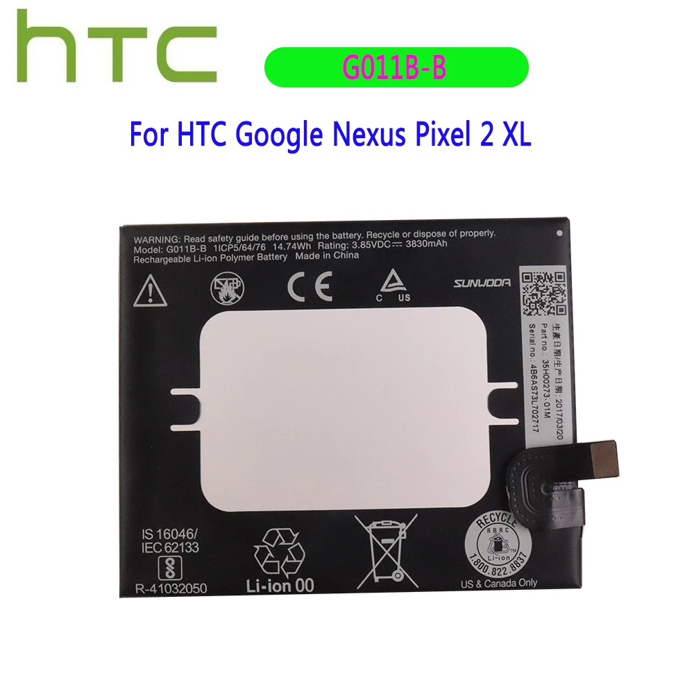 

Оригинальный аккумулятор 3830 мАч G011B-B для HTC Google nexus Pixel 2 XL