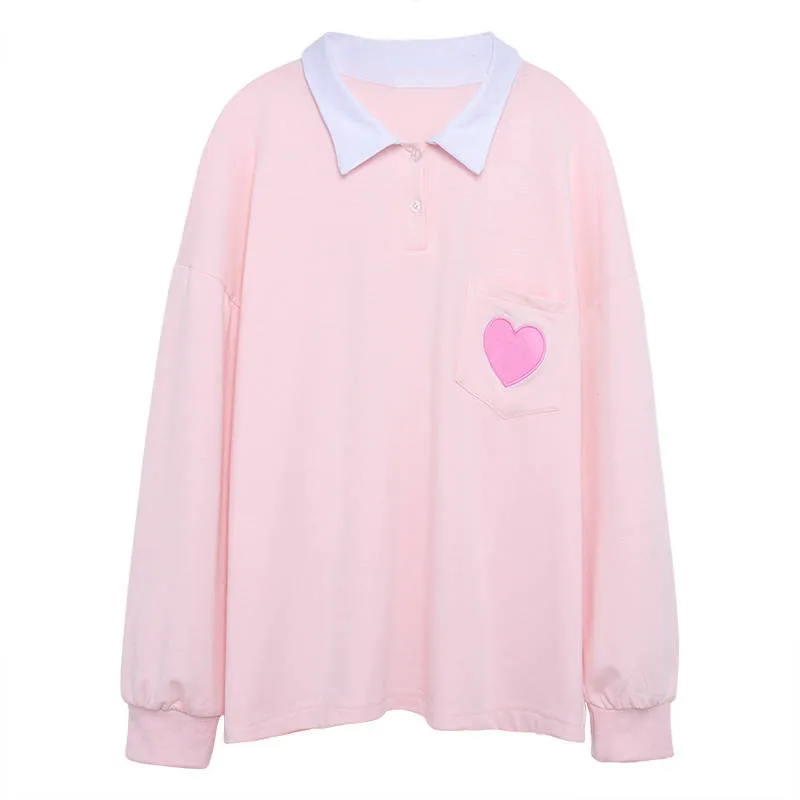 Весенние женские толстовки с капюшоном с длинным рукавом Kawaii Boyfriend style, осенняя уличная Толстовка Харадзюку с милым принтом сердца, Женская толстовка