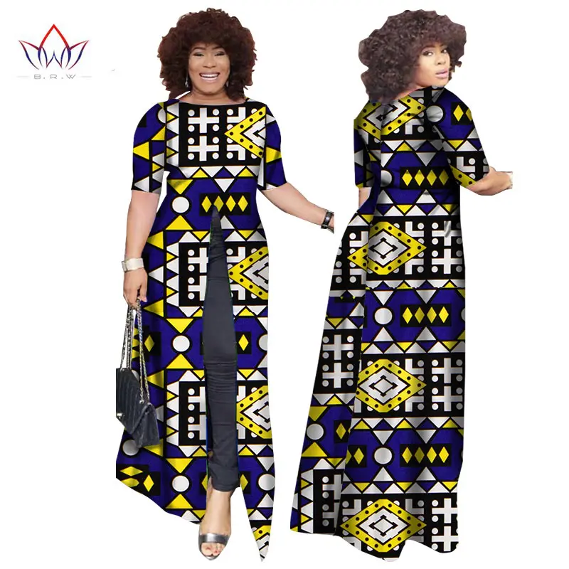 Африканский dashiki африканских платья повседневные Прямые сплит печати Африканский принт хлопок Одежда Сорочка африканского Femme brw WY852 - Цвет: 19