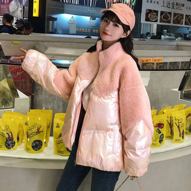 Зимняя женская куртка с воротником-стойкой короткие женские пальто из овечьей