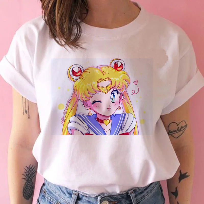 

Lus Los Sailor Moon Harajuku T Shirts Women Ullzang Korean Style Cute T-shirt Graphic Funny Top Tees Female women clothing