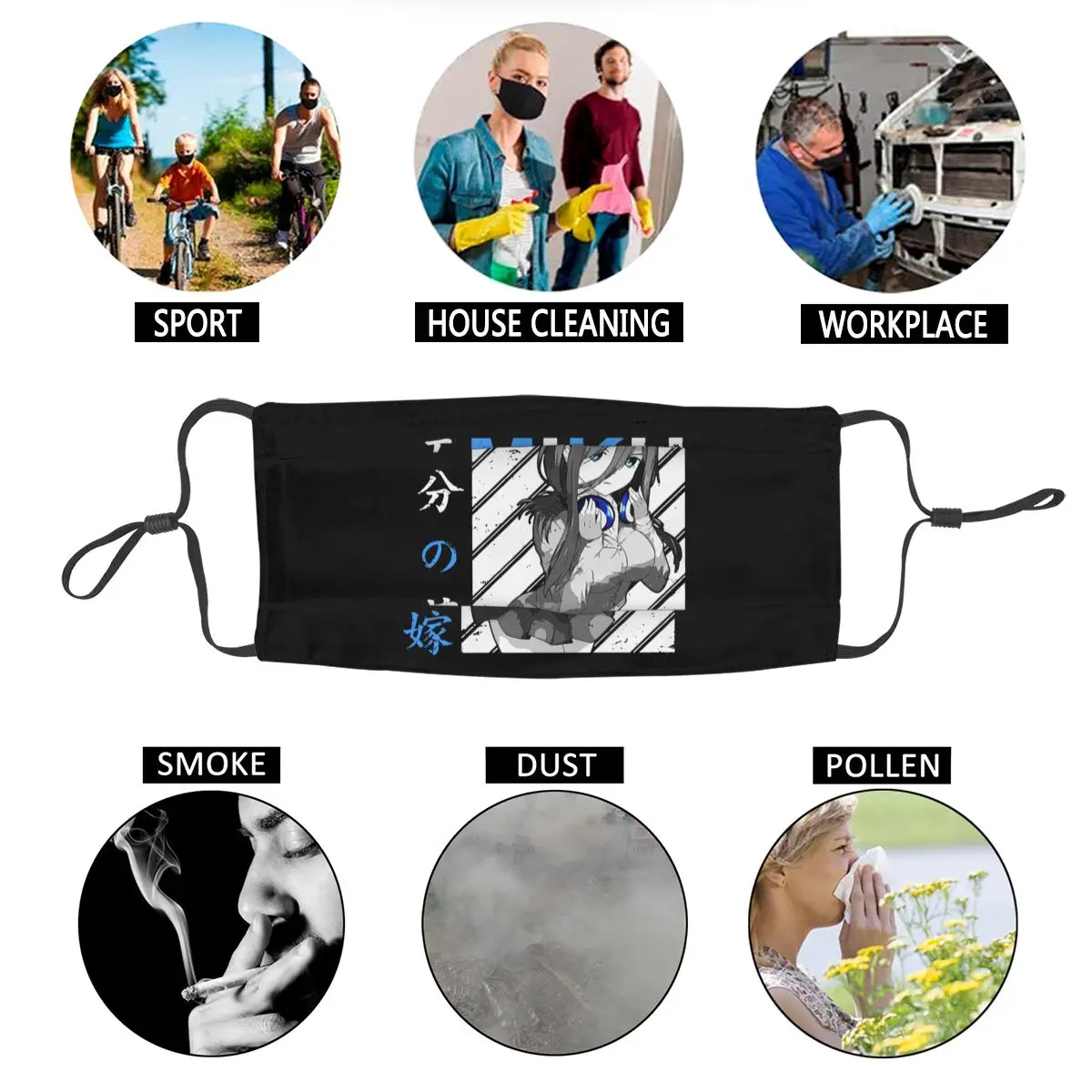 

The Quintessential Quintuplets Adult Reusable Mouth Face Mask Anti Haze Dustproof Protection Cover Respirator Mouth Muffle