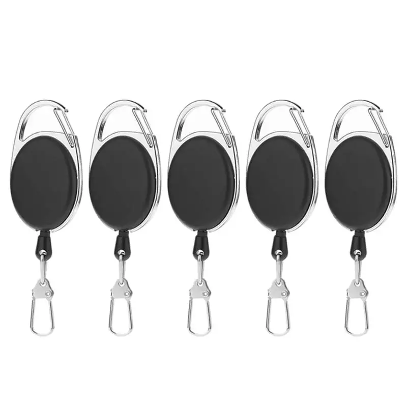 5pcs Retractable Key Chain Reel Badge Holder Fly Fishing Zinger Retractor with Quick Release Spring Clip Accessories | Спорт и