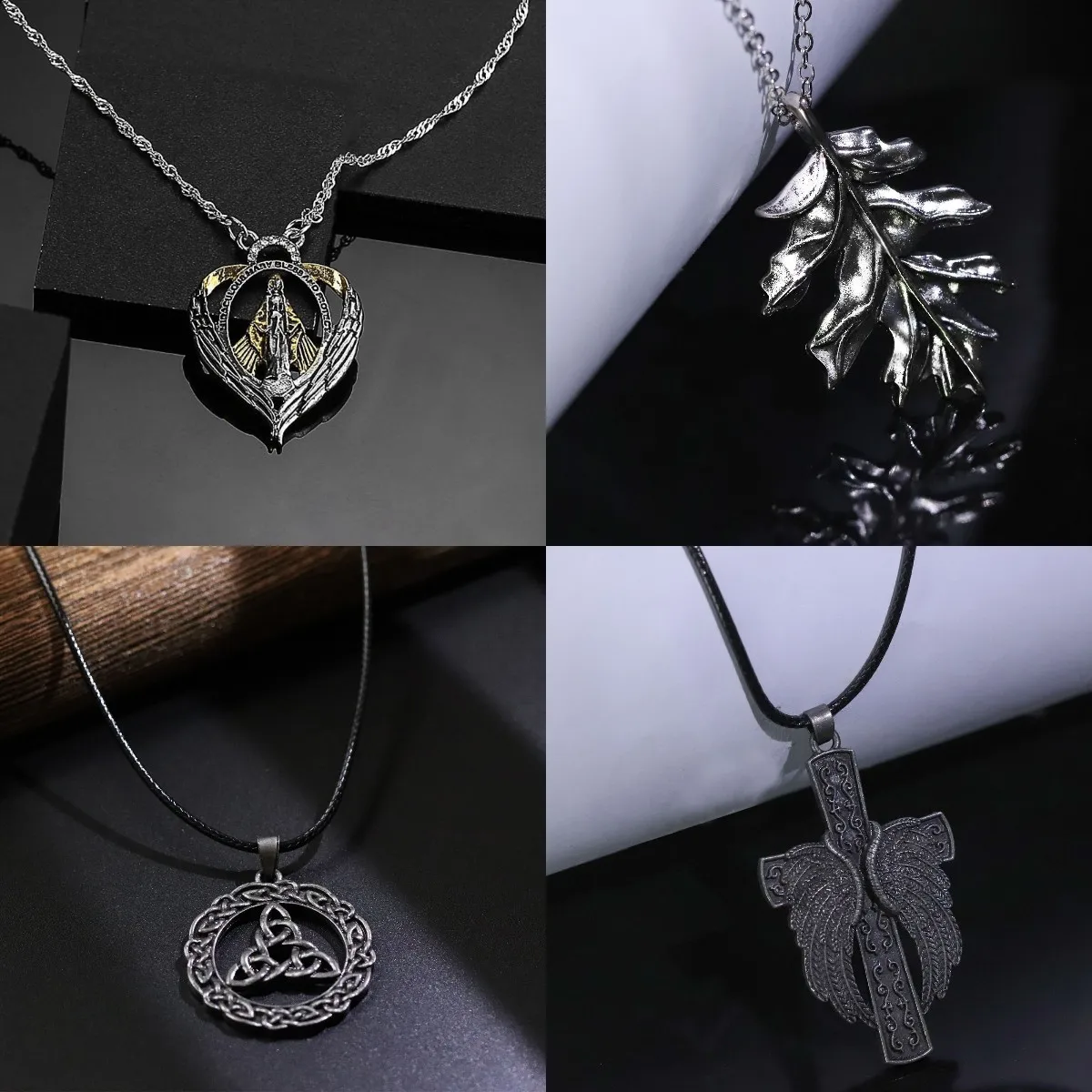 

Anti Silver Plated Angel Wings Cross Necklace Pendant Do old Craft Modern Stylish Necklace Fashion Jewelry Gifts Accessories