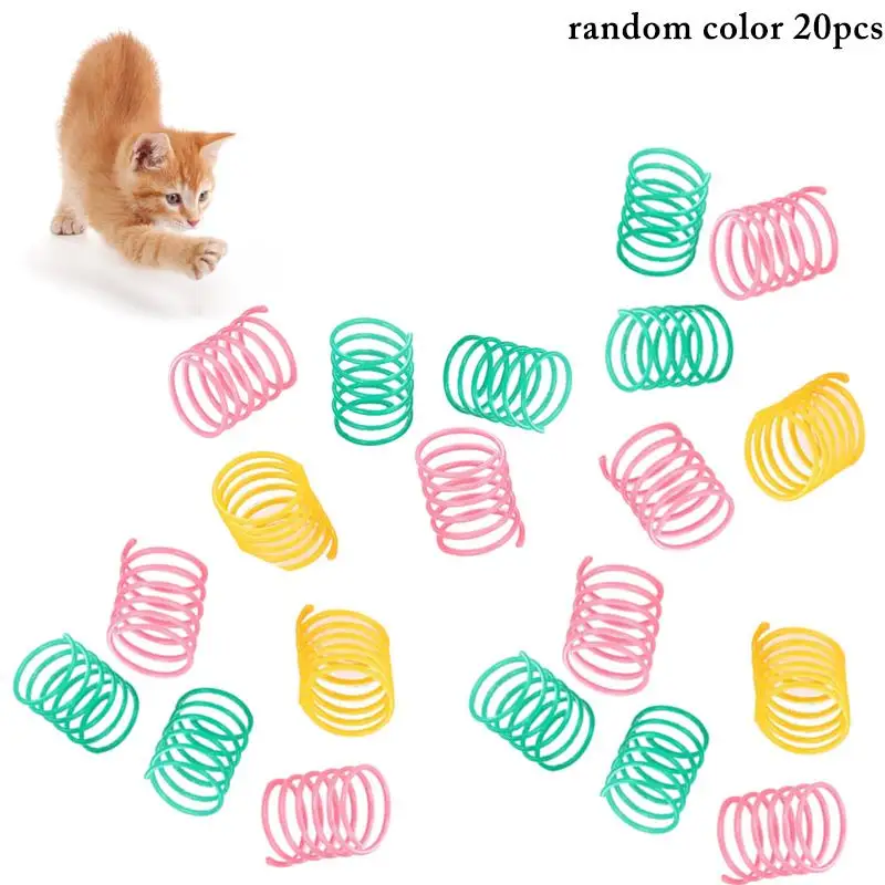 

20 шт./компл., весенние игрушки для кошек, Пластиковые Красочные интерактивные спиральные игрушки для котят, игрушки для кошек с царапинами, к...