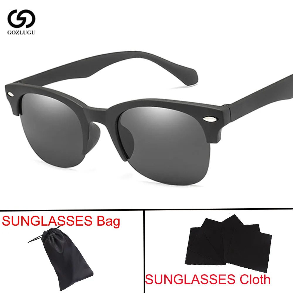 Поляризованные солнцезащитные очки мужские круглые с полуободковой оправой