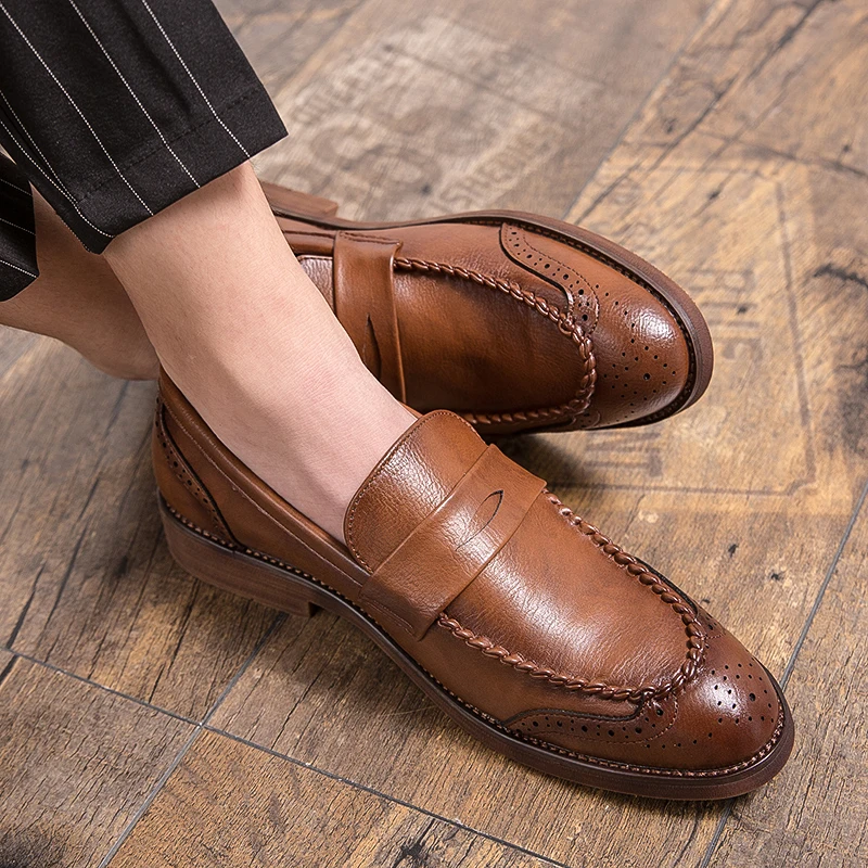 

Classic Elegantes Penny Loafers Men's Casual Leather Shoes College Style Loafers Slip-on Driving Shoes Leisure Business Shoes