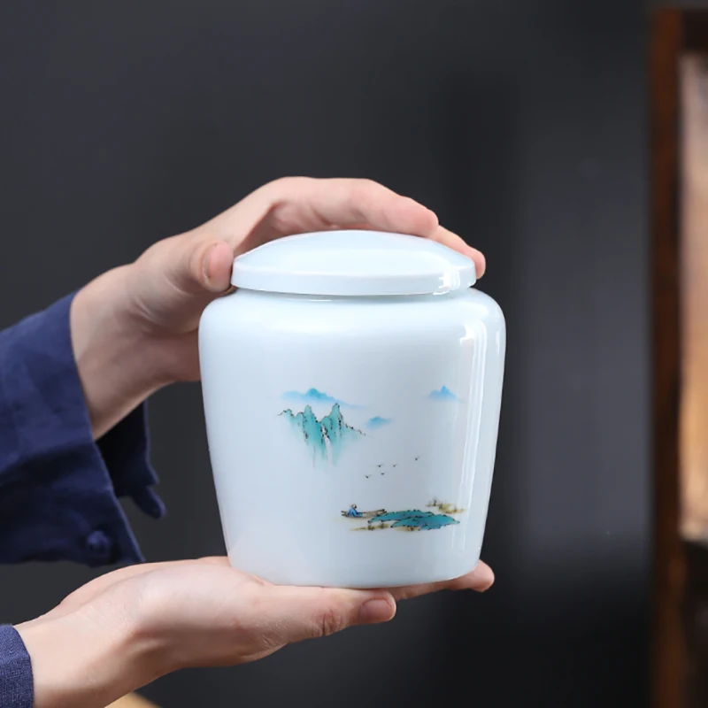 

European Ceramic Tea Caddy Food Sealed Cans Household Porcelain Multi-function Candy Coffee Bean Nut Storage Box Home Decoration