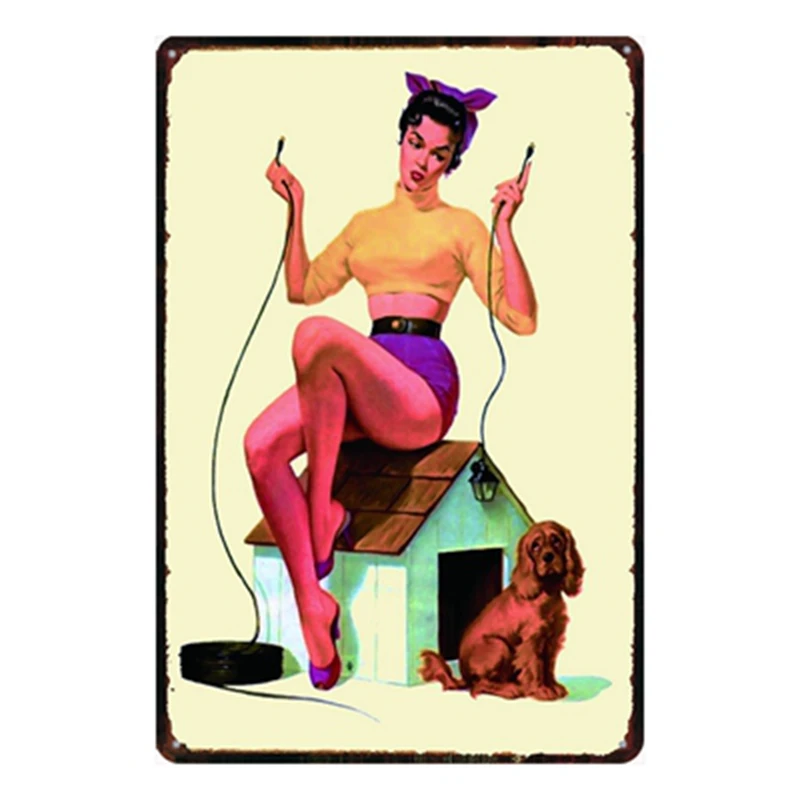 

Pin UP Girl Vintage Tin Signs Beauty Metal Plate Wall Pub Shop Restaurant Home Retro Art Decor Metal Poster Cuadros DU-1965
