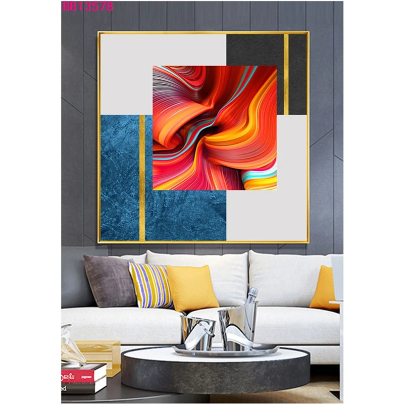 

Abstract Posters Landscape Sofa Wall Art Print On Square Canvas Oil Painting Nordic Decorative Picture Home Living Bedroom Decor