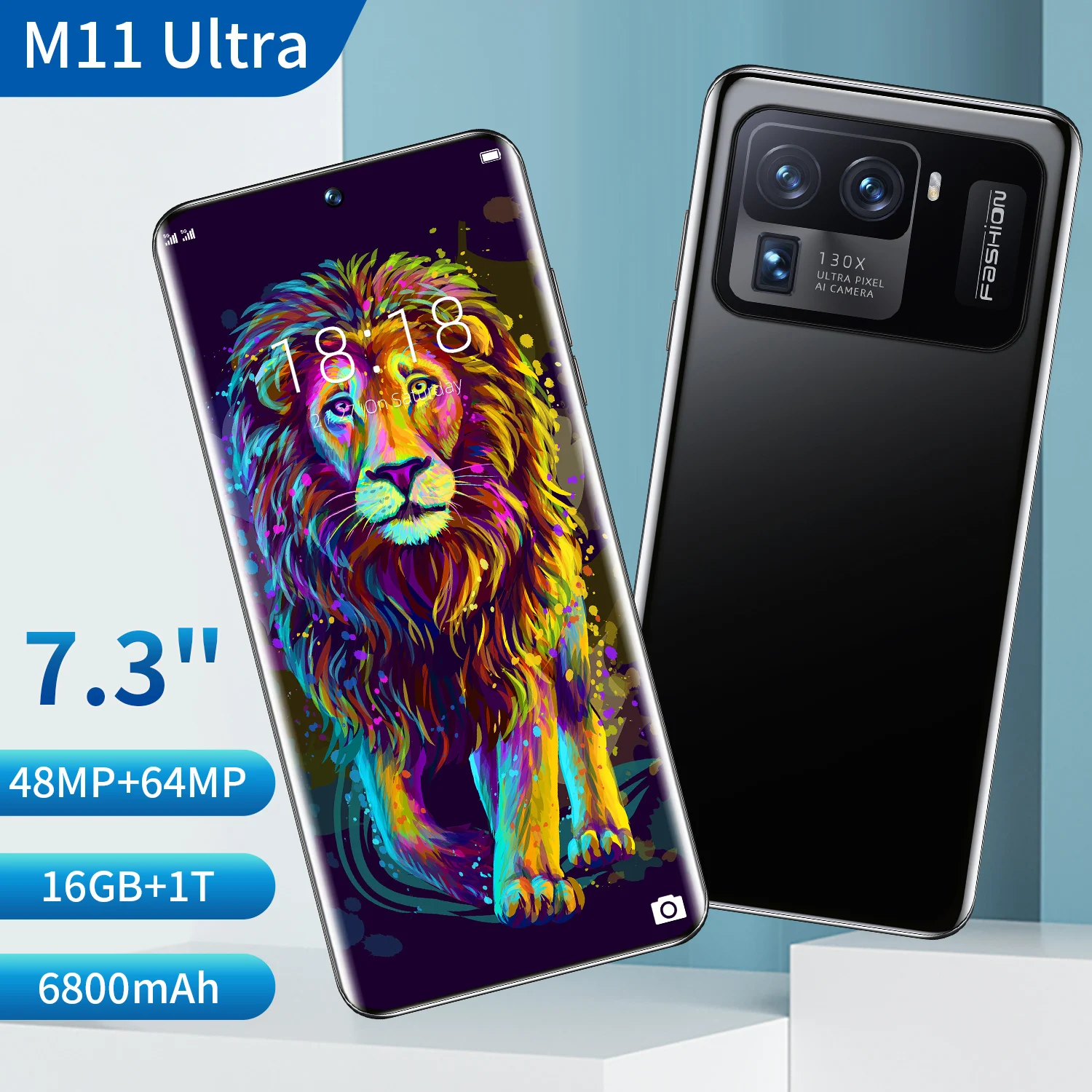 

Global Version Phone Xiao M11 Ultra Qualcomm Snapdragon888 16GB 1T Deca Core 4G 5G Camera 48MP+64MP 6800mah Android11 7.3Inch