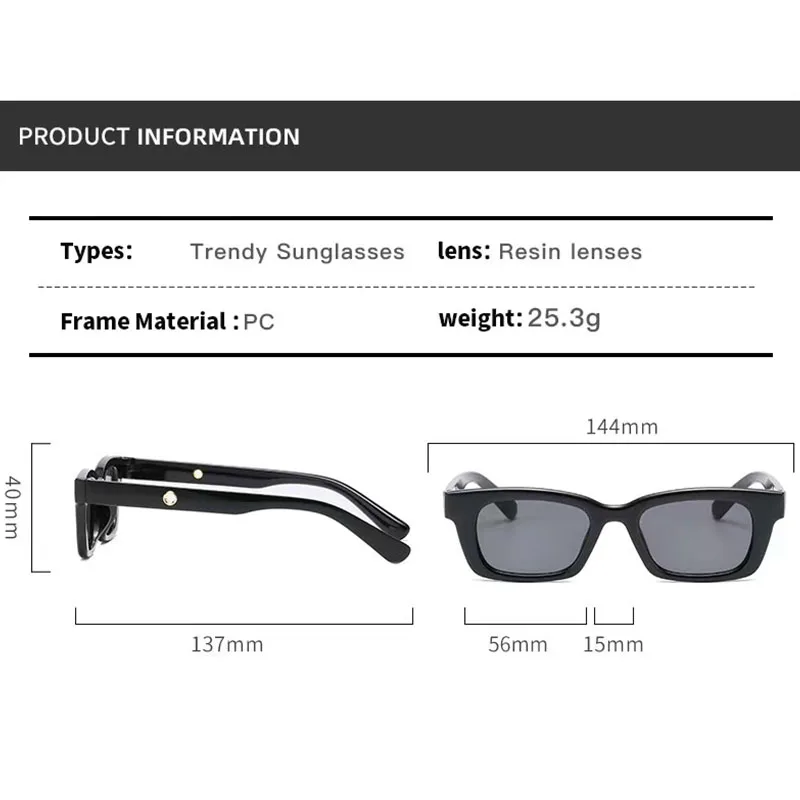 

New Retro Square Small Frame Personality Sunglasses Ladies Fashion Luxury outdoor Street Shooting Glasses Men Driving Mirror
