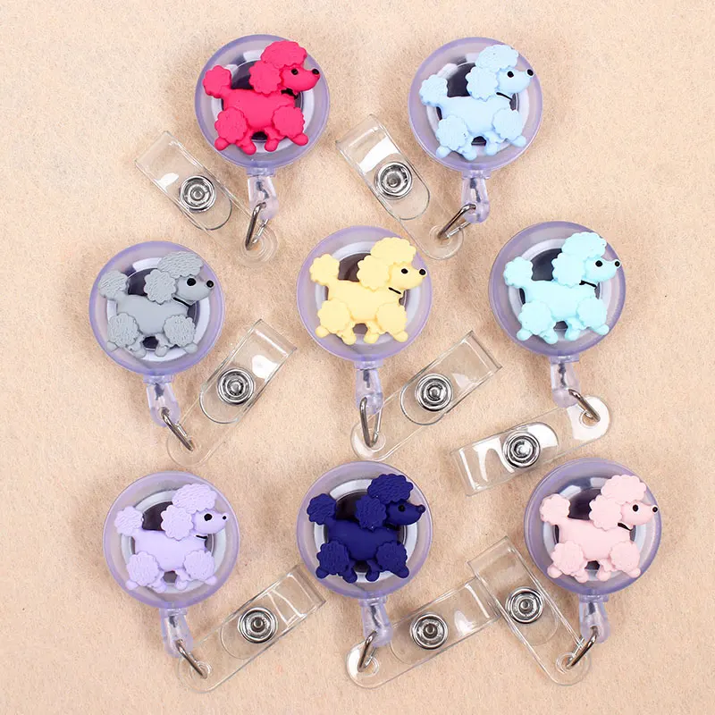 

Бейдж-рулетка в виде собаки Тедди, карамельные цвета, для студентов, медсестер, горизонтального типа, для выставки удостоверения личности, в...