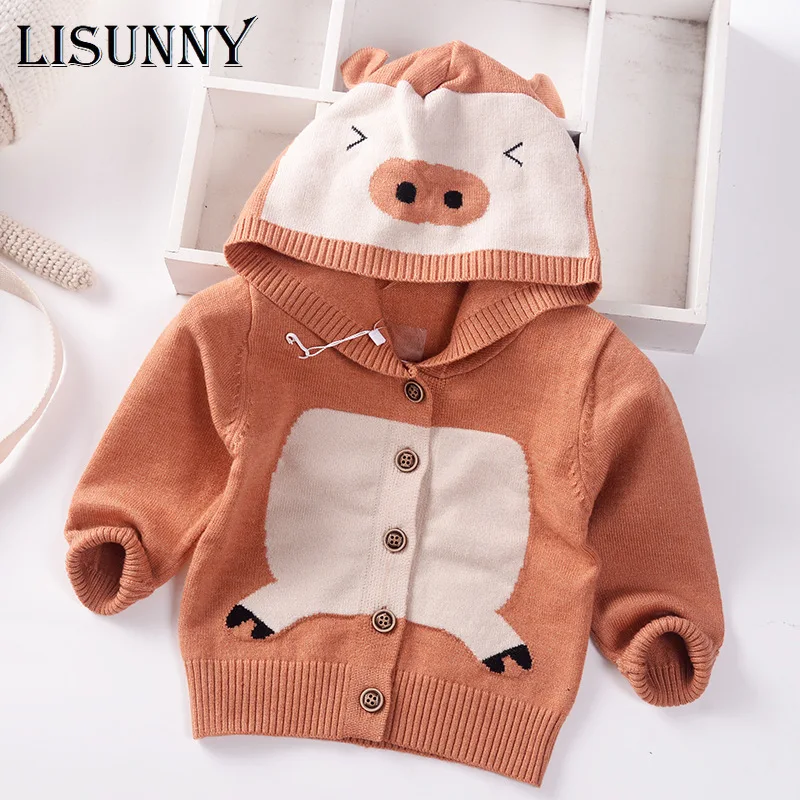 

Children Knitted Cardigan Boy Hooded Sweater Cartoon 2021 Spring Autumn New Baby Sweaters Kids Baby Clothes Toddler Coat 0-5y