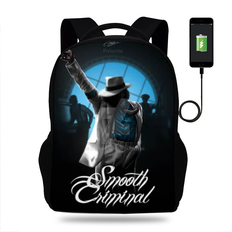 

17inch Teenager SchoolBags Smooth Criminal Boys&Girls backpacks satchel for kids orthopedic mochila escolar Usb Port book Bag