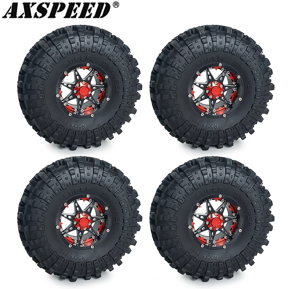 

AXSPEED 2.2" RC Wheels Rims and Rubber Tyre Skin Kit for 1/10 RC Crawler Car Axial Wraith 90018 90048 RR10 Wheel Tires Parts