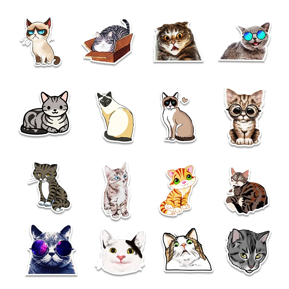 

10/50PCS Kawaii Cat Stickers Decal for Girl Cartoon Animal Sticker To Suitcase Stationery Fridge Water Bottle Guitar Bycicle Toy