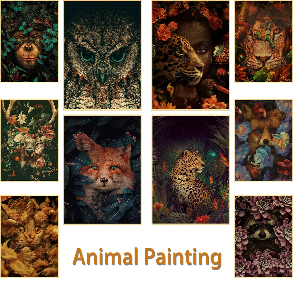 

Classic Anime Series Retro Poster Animal Painting Kraft Paper Sticker Home Bar Cafe Decoration Gift Wall Painting