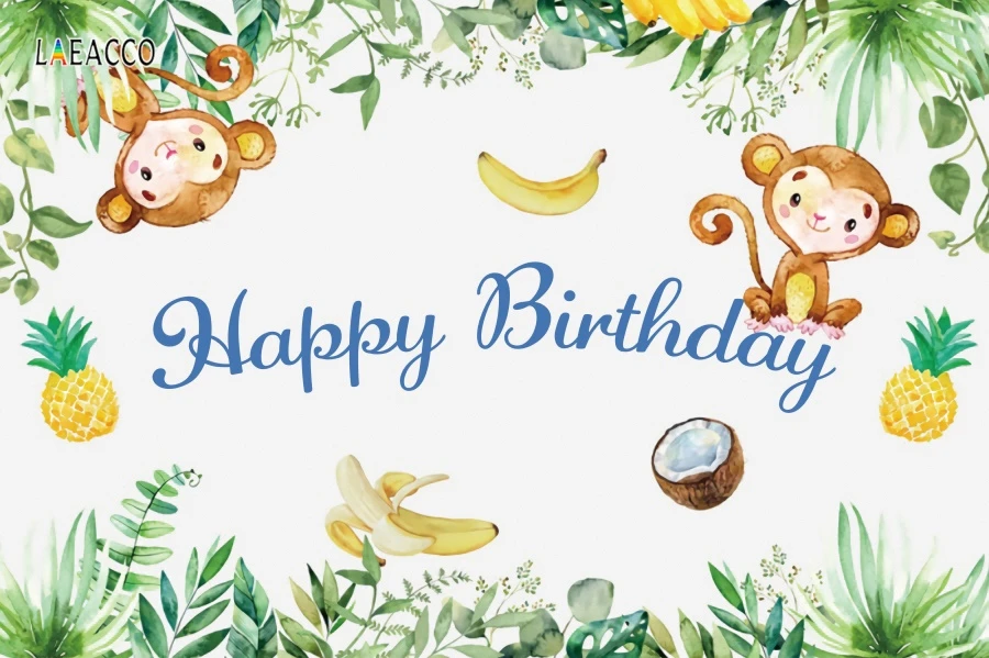 Laeacco Cute animal Fruit background Birthday Children's games Celebration Photography Customizable Backdrop For Photo Studio |