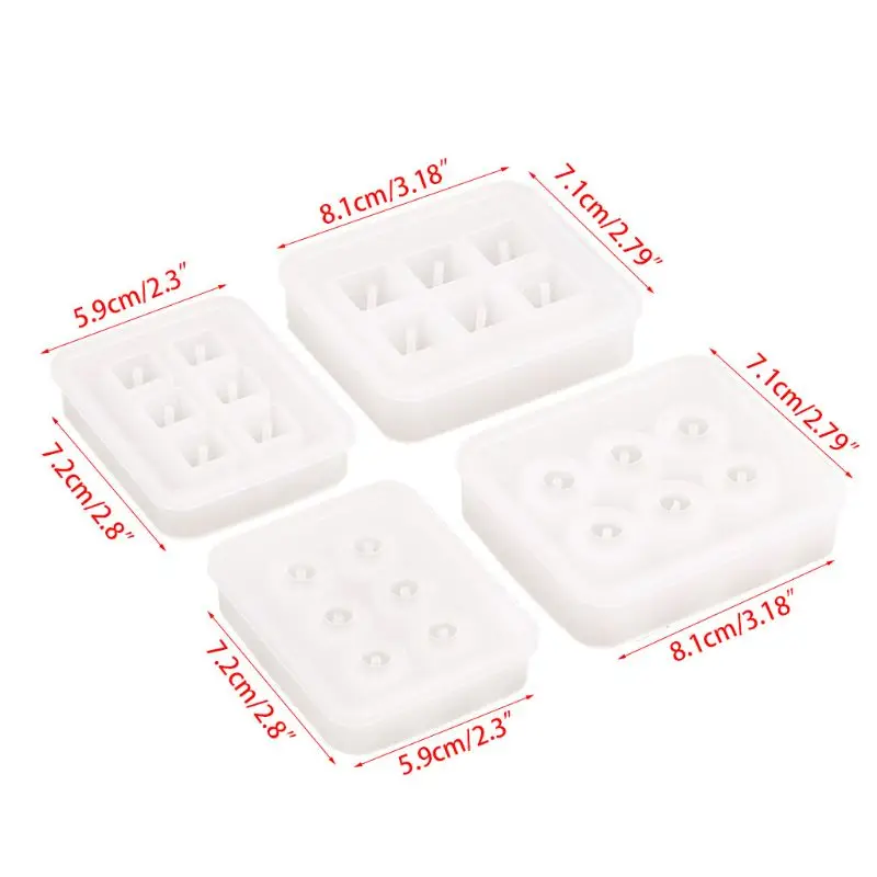 

4 Pack Round Square Resin Casting Silicone Molds Jewelry Making DIY Craft Tools