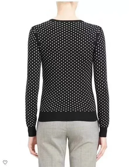 

Sweater 2021 Women New Wave Dot Jacquard Wool Sweater Korean Knit Wool Long-sleeved Round Neck Pullover